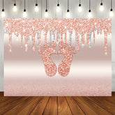 Aperturee - Glitter Pink Little Feet Backdrop Baby Shower For Girl