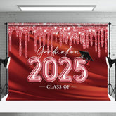 Aperturee - Glitter Red Class Of 2025 Grad Backdrop For Photos
