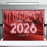 Aperturee - Glitter Red Class Of 2026 Grad Backdrop For Photos