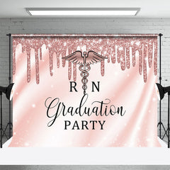 Aperturee - Glitter Rose Gold Girls Graduation Party Backdrop