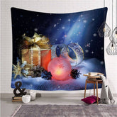 Aperturee - Glitter Snow Gift Christmas Landscape Wall Tapestry