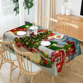 Aperturee - Glitter Snowy Cartoon Town Christmas Tablecloth