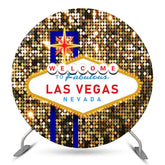 Aperturee Glitter Welcome To Las Vegas Fabulous Round Backdrop
