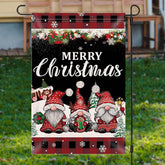 Aperturee - Gnome Plaid Burlap Snowy Merry Christmas Garden Flag