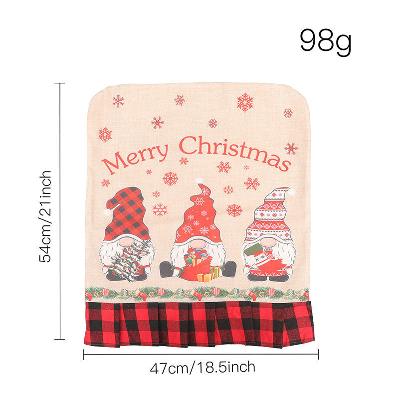 Aperturee - Gnomes Snowflake Red Checkered Christmas Chair Cover