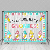 Aperturee - Gnomies Green Wooden Welcome Back To School Backdrop