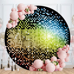 Aperturee - Gold And Black Bokeh Round Birthday Backdrop