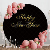Aperturee - Gold And Black Happy New Year Round Backdrop For Party