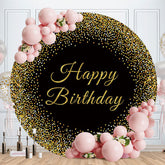 Aperturee - Gold And Black Round Glitter Birthday Backdrop