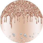 Aperturee Gold And Pink Glitters Circle Happy Birthday Backdrop