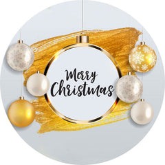 Aperturee - Gold And White Ball Round Merry Christmas Backdrop