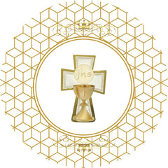 Aperturee - Gold And White Crown Round Baby Shower Backdrop