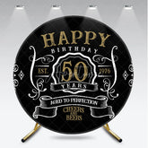 Aperturee - Gold And White Happy 50th Years Birthday Black Backdrop