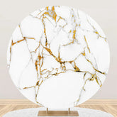 Aperturee - Gold And White Marble Style Round Birthday Backdrop