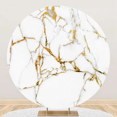 Aperturee - Gold And White Marble Style Round Birthday Backdrop