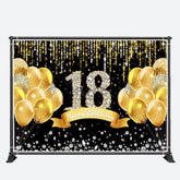 Aperturee - Gold Balloons Diamond Black 18Th Birthday Backdrop