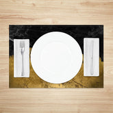 Aperturee - Gold Black Abstract Fabric Dining Set Of 4 Placemats