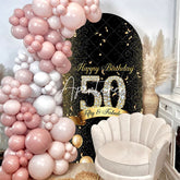 Aperturee - Gold Black Balloons Arch Backdrop For 50th Birthday