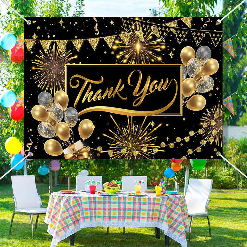 Aperturee - Gold Black Flags Teacher Appreciation Week Backdrop