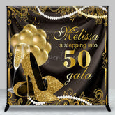 Aperturee - Gold Black Heels Pearl Custom 50th Birthday Backdrop