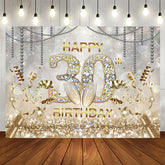Aperturee - Gold Bokeh Diamons Happy 30th Birthday Party Backdrop