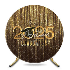 Aperturee - Gold Bokeh Glitter Round Class Of 2025 Graduation Backdrop