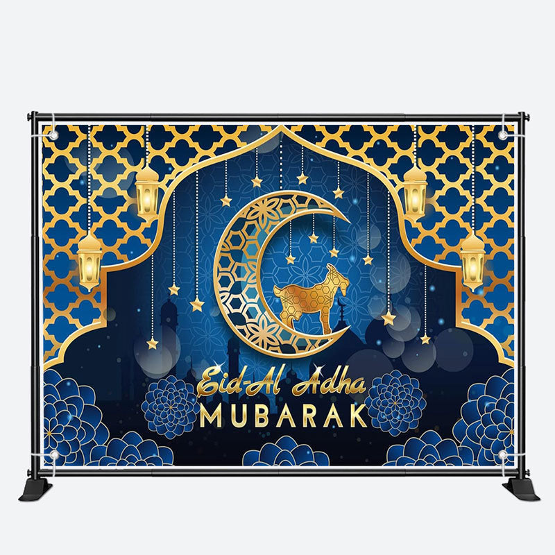 Aperturee - Gold Carved Moon Goat Mandala Eid Mubarak Backdrop