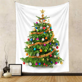 Aperturee - Gold Colorful Bauble Christmas Tree Wall Tapestry