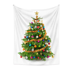 Aperturee - Gold Colorful Bauble Christmas Tree Wall Tapestry
