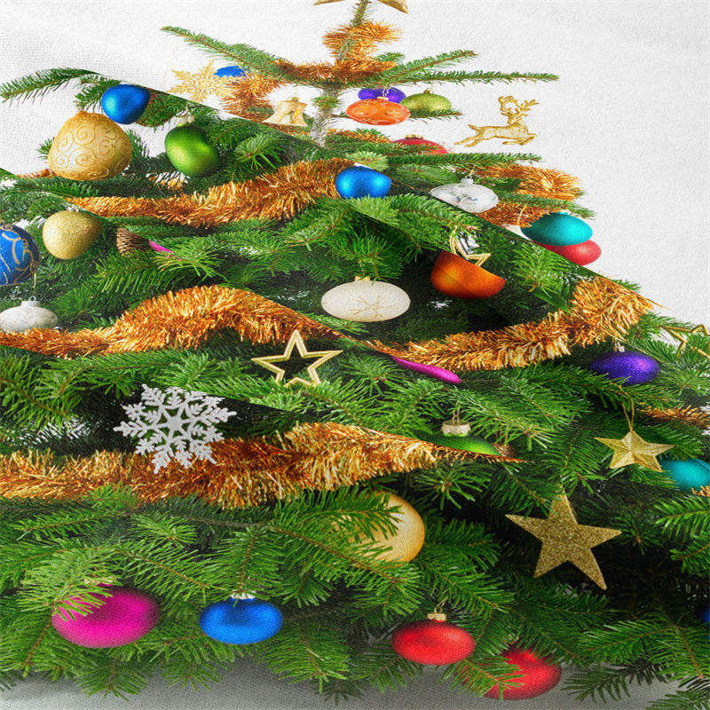 Aperturee - Gold Colorful Bauble Christmas Tree Wall Tapestry