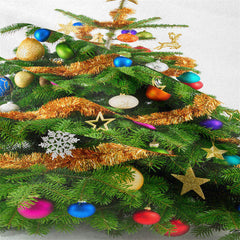 Aperturee - Gold Colorful Bauble Christmas Tree Wall Tapestry