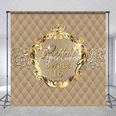 Aperturee - Gold Crown Custom Name Sweet 16 Birthday Backdrop