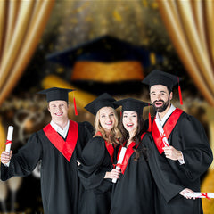 Aperturee - Gold Curtain Congrats Grad Photography Backdrop