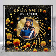 Aperturee - Gold Dots Custom Photo Graduation Party Backdrop