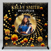 Aperturee - Gold Dots Custom Photo Graduation Party Backdrop