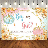 Aperturee - Gold Flower Boy or Girl Pumpkins Gender Reveal Backdrop