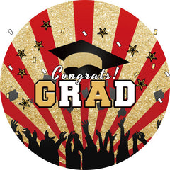 Aperturee - Gold Glitter And Red Stripes Round Grad Backdrop