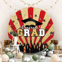 Aperturee - Gold Glitter And Red Stripes Round Grad Backdrop