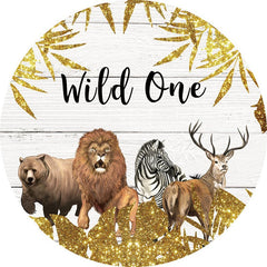 Aperturee - Gold Glitter And Wood Round 1st Birthday Backdorp