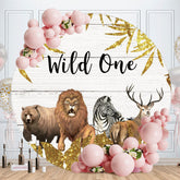 Aperturee - Gold Glitter And Wood Round 1st Birthday Backdorp