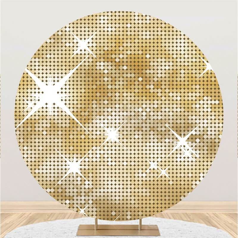 Aperturee Gold Glitter Bokeh Round Birthday Backdrop For Girl