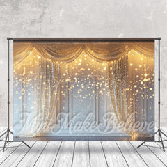 Aperturee - Gold Glitter Bokeh White Retro Wall Photo Backdrop