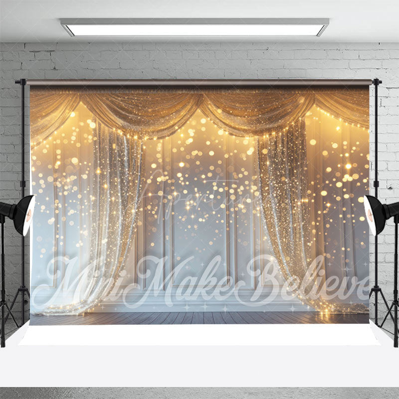 Aperturee - Gold Glitter Bokeh White Retro Wall Photo Backdrop