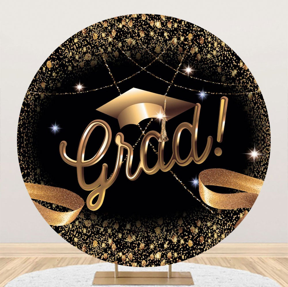 Aperturee - Gold Glitter Grad Circle Graduation Backdrops For Party