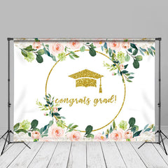 Aperturee - Gold Glitter Pink White Rose Grad Photography Backdrop