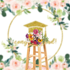 Aperturee - Gold Glitter Pink White Rose Grad Photography Backdrop