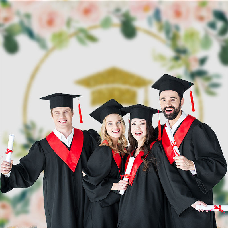 Aperturee - Gold Glitter Pink White Rose Grad Photography Backdrop