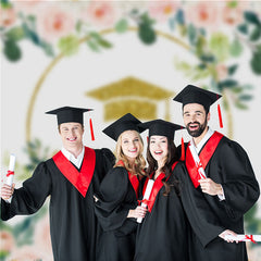 Aperturee - Gold Glitter Pink White Rose Grad Photography Backdrop