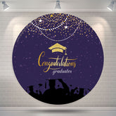 Aperturee Gold Glitter Purple Round Congrats Grad Backdrop