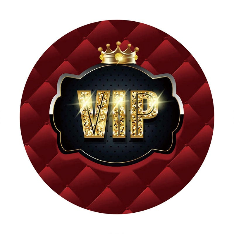 Aperturee - Gold Glitter Vip Red Circle Birthday Party Backdrop
